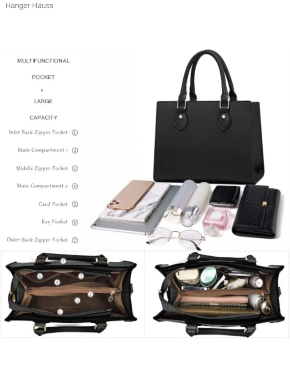 Women's PU Leather Tote Satchel Crossbody Handbag